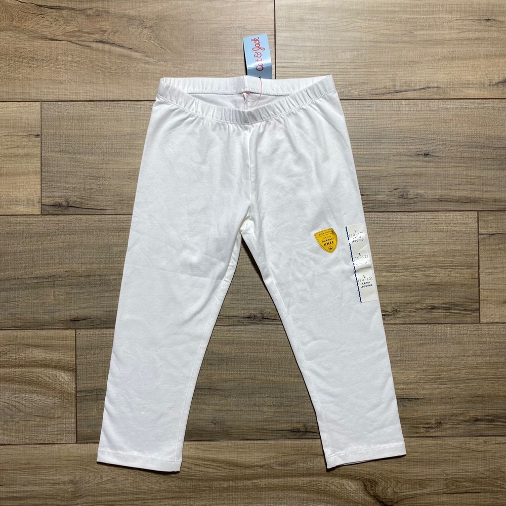 Cat‎ & Jack Girls Tough Cotton Pull On Capri Leggings Size Large 10/12 White